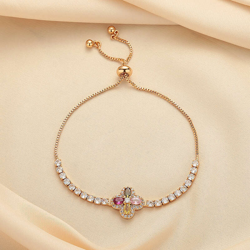 Colorful Flower Bracelet Four-Leaf Clover Design Designer Bracelet