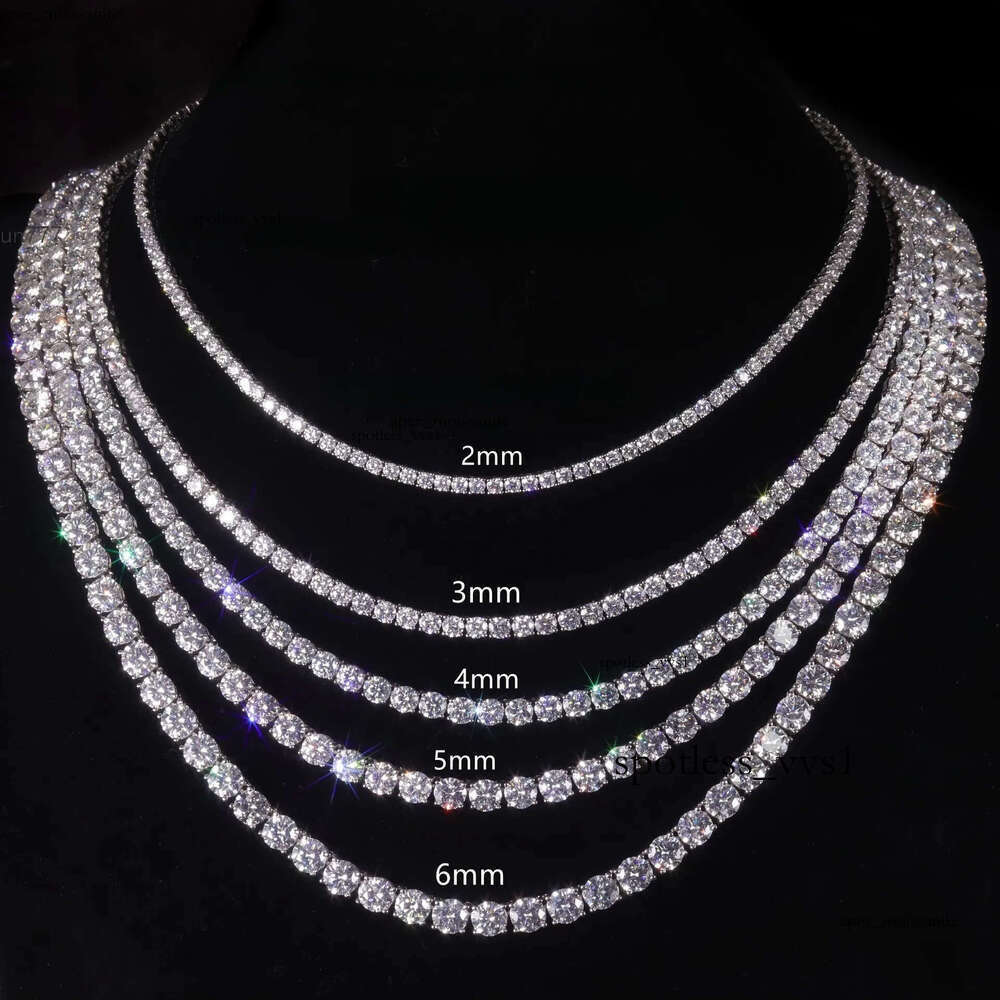 Pass Diamond Tester with GRA 925 Silver Ice Out Necklace Vvs D Color Moissanite Tennis Chain for Men