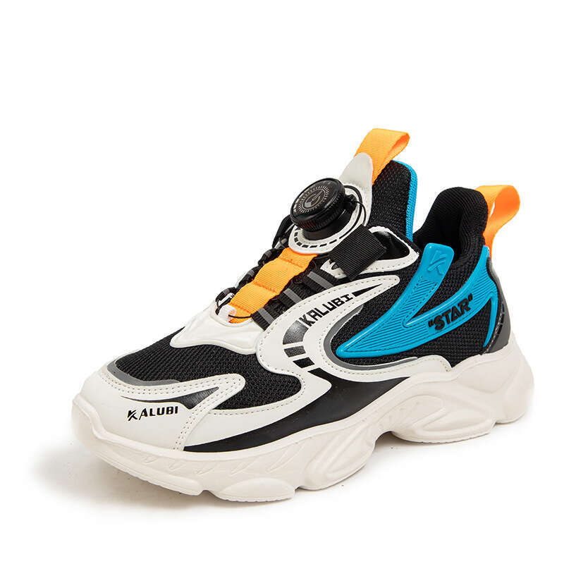 Spring Autumn New Style Rotating Button Children's Sports Primary Middle School Students, Soft Sole Mesh Shoes for Boys and Girls