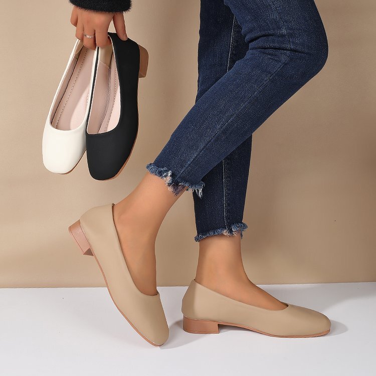 Ddmysports Versatile Women S Square Toe Flats Autumn New Lightweight Super Soft Granny Work Shoes Loafers For Outdoor Shoes