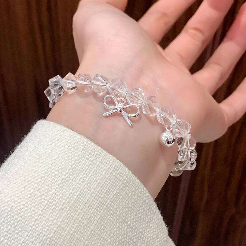 Tibetan Silver Bowknot Bead Geometric Charm Bracelets for Women Minimalist Cute Fashion Jewelry Personality Accessories