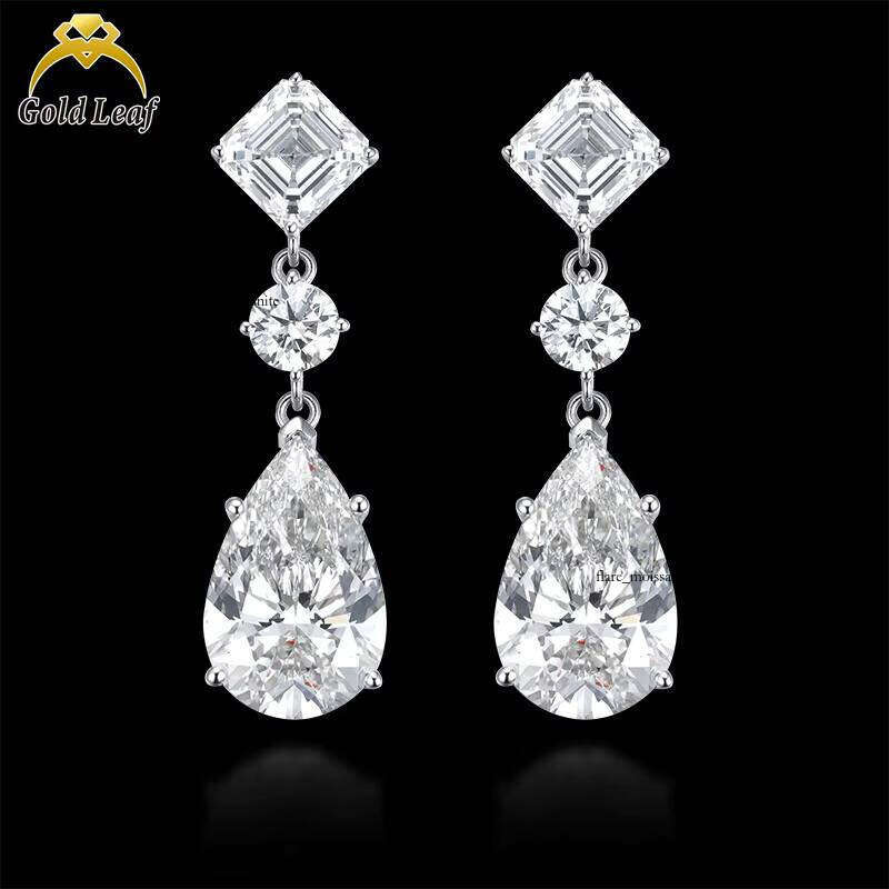 Luxury 18k White Gold D VVS Color 1CT 1.5ct 2CT IGI Report Pear Cut Lab Grown VVS Moissanite Earrings