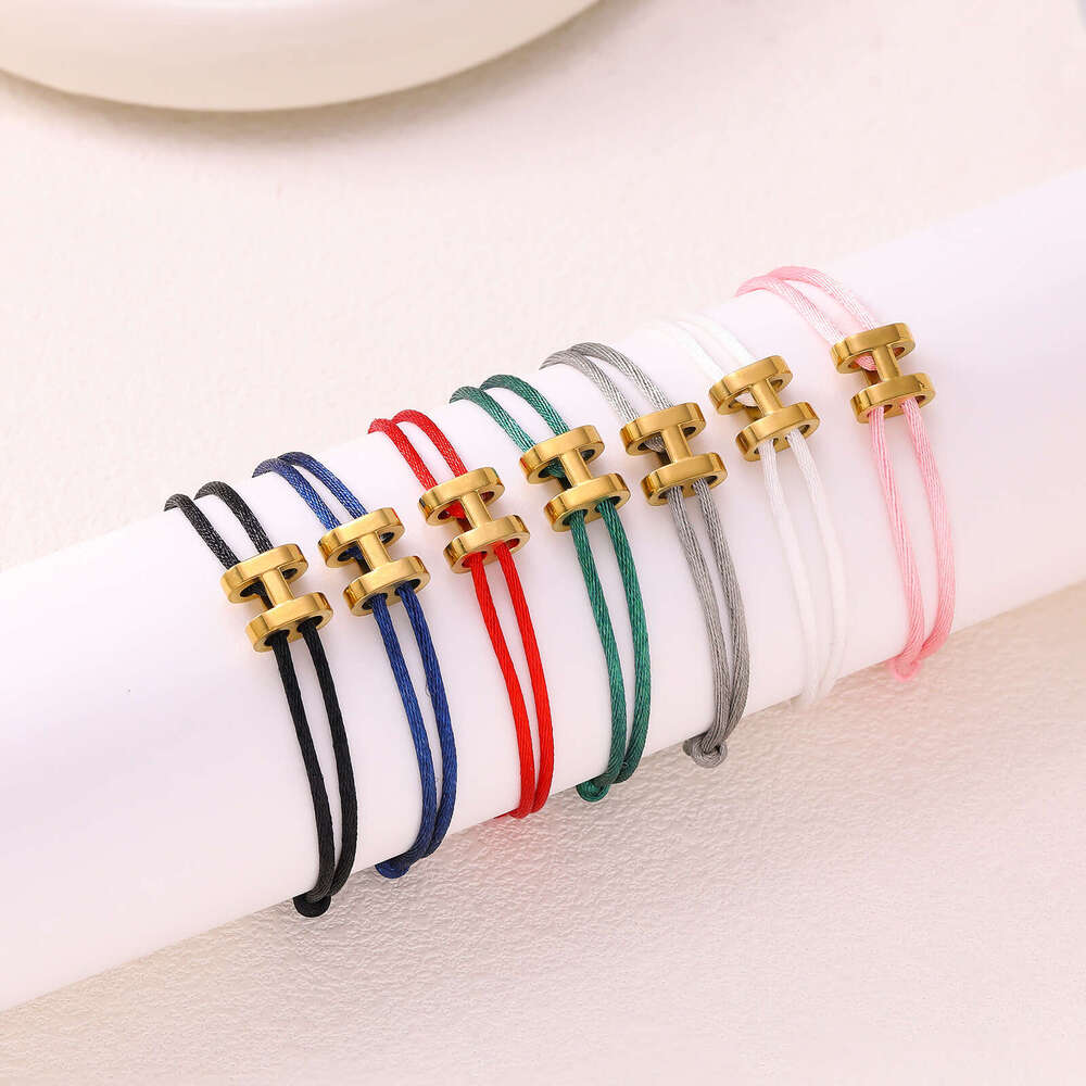 Cross-Border Hot Sale Simple I-Shaped Adjustable Small Gold Buckle Versatile Hand Jewelry Couple Bracelet Ins Style
