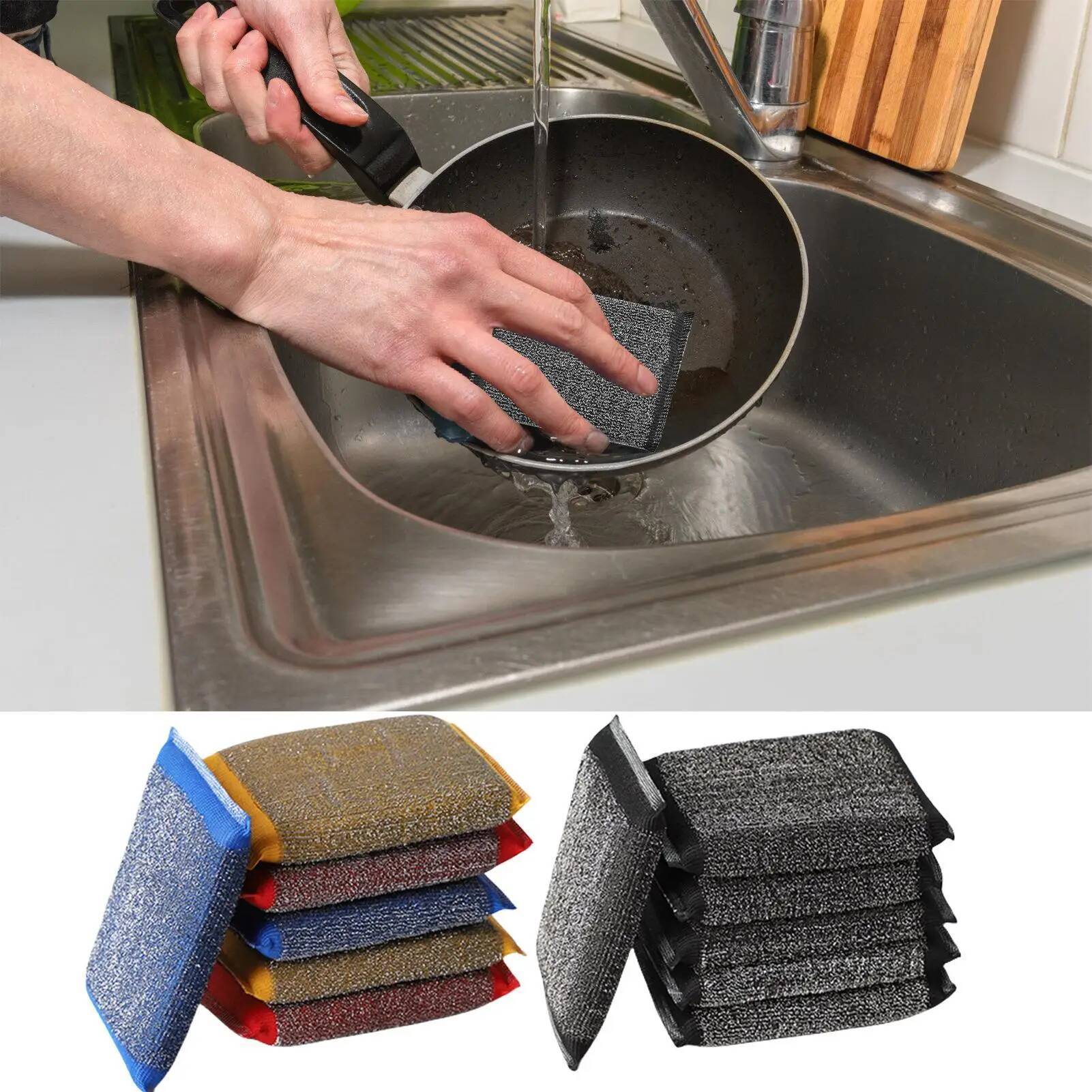 6Pcs Kitchen Dishwashing Does Not Hurt Pot Artifact Household Scratch-free Sponge Wipe Brush Cleaning tools ddmydog