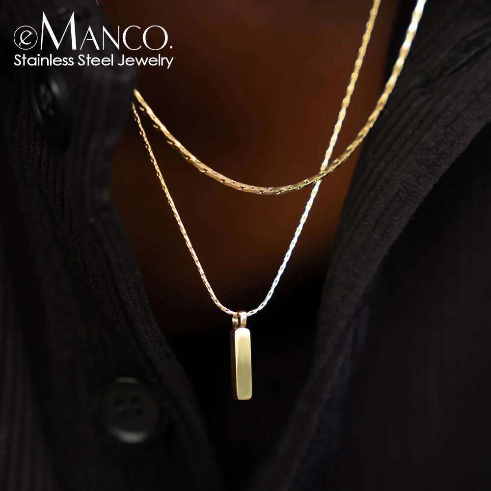 eManco 1MM Wire Bone Chain Fashion Trend Men's Stainless Steel Necklace Jewelry Wholesale No Color Loss Waterproof
