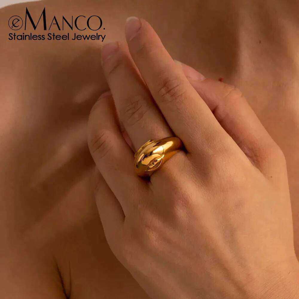 eManco Stainless Steel Ring Art Deco Style with Evil Eye Crystal Elements Ideal for Daily Commute Office Chic Jewelry