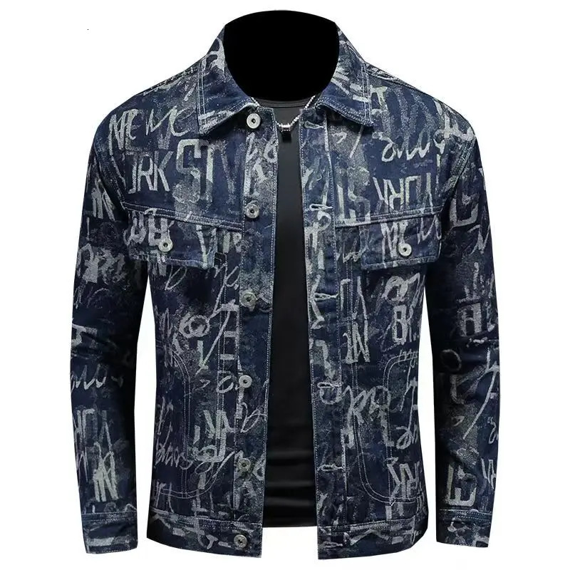 Jacquard Cotton Denim Jackets Spring Auutmn Turn Down Collar Simple Casual Male Cowboy Coats Man OuterWear 251230