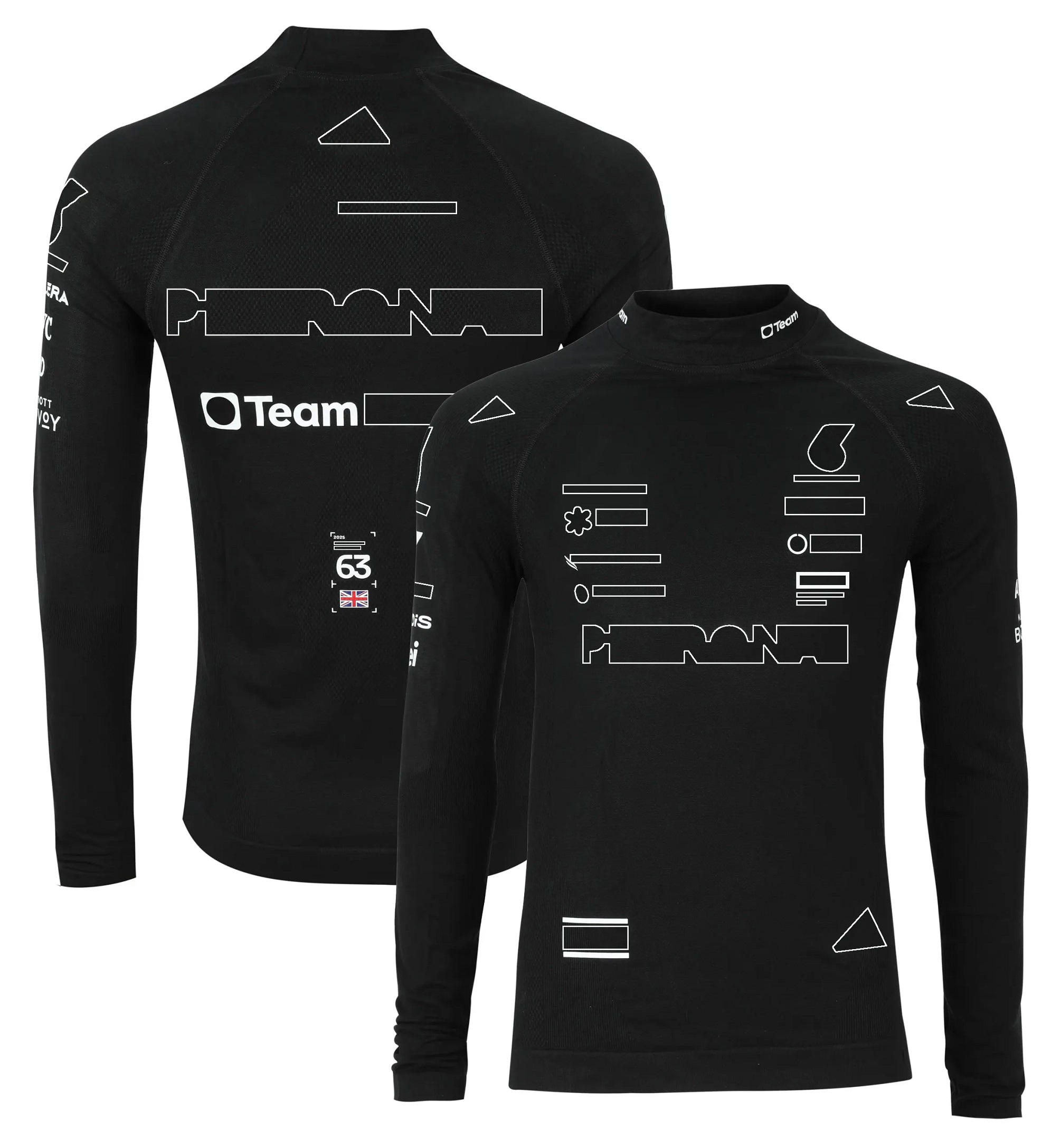 25-26 F1 team black bottoming shirt with long sleeves and comfortable tight-fitting driver's clothes F1 Slim Fit Base Layer racing shirt unisex quick-drying clothes.