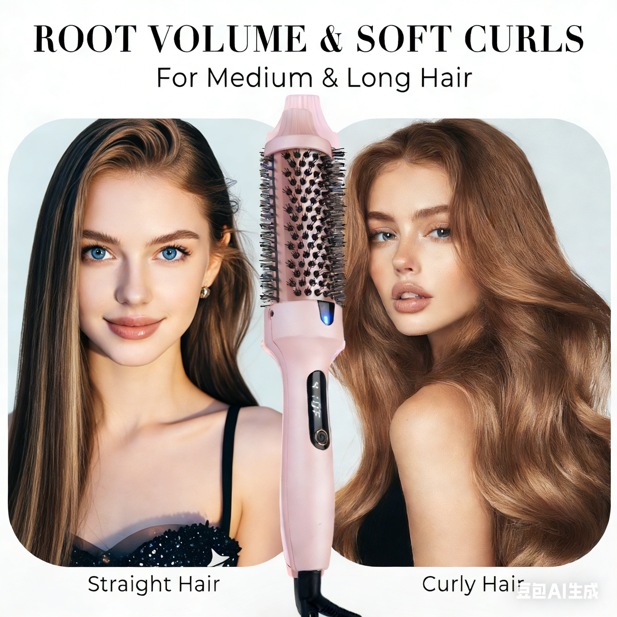 Volumizing Hot Brush with Ceramic Ion, Salon Hair Styling Tool for Women, Curling Straightening Brush