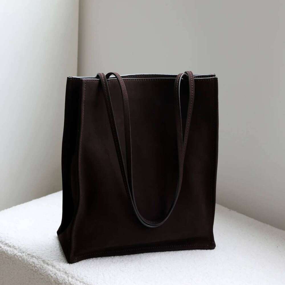 Suede Tote Bag Summer New Niche Design Vintage Minimalist Style Fashionable Cowhide Large Capacity Women's Handbag Suotong1222 - view 3