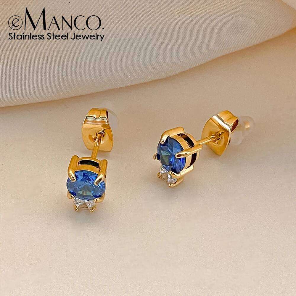 eManco Simple Shiny Round Zirconia Earrings for Female Graceful Lady Versatile Accessories Classical Elegance Women's Jewelry
