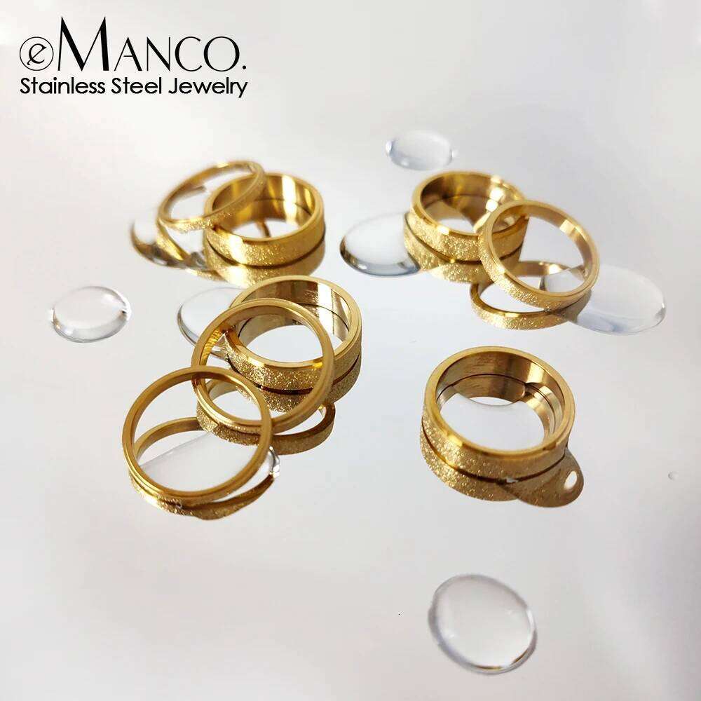 eManco Simple Scrub Stainless Steel Women 's Rings Gold Color For Girl Fine Jewelry 2/3/5MM Width Gift wholesale