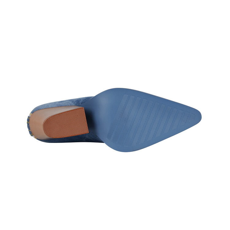 Chengdu Craftsmanship Washed Denim Western Boots 8.5cm Wedge Heel Lace Up Knee High Boots