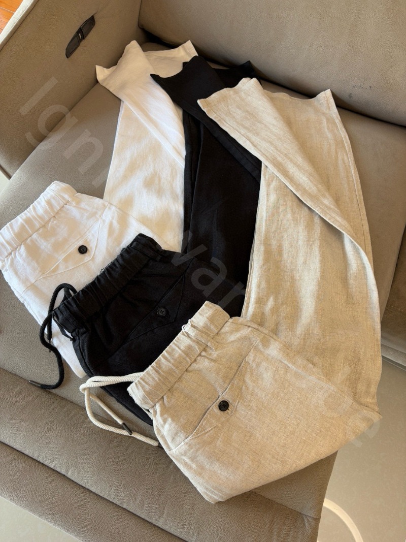 Autumn Luxury Designer 100% Linen Straight Business Pants Mens Casual Pants L1289
