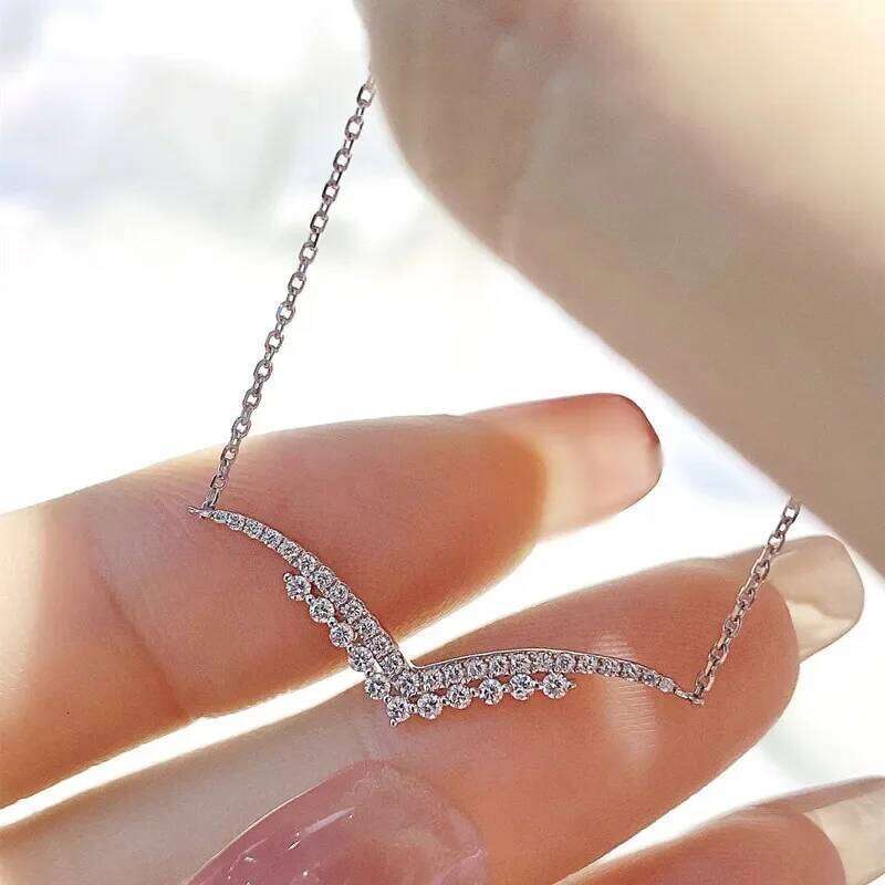 Exquisite New Style Women's Fashion V Clavicle Chain 925 Stamp Wedding Bridal Jewelry Pendant Necklace
