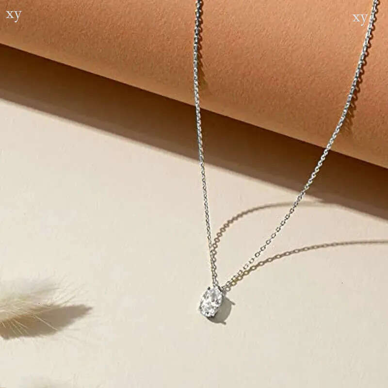 2026 Choucong Solitaire Pendant Simple Fashion Jewelry 925 Sterling Silver Oval Cut White 5A Cubic Zircon CZ Diamond Gemstones Party Elegant Clavicle Necklace
