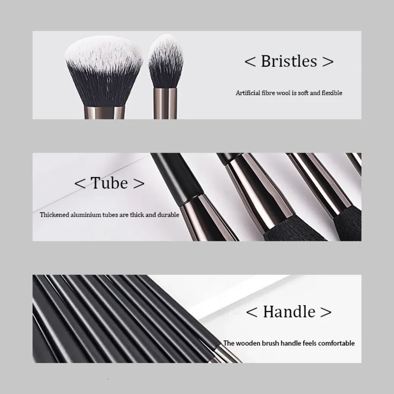 11Pcs Soft Synthetic Makeup Brush Set with Black Pouch - Full Face Cosmetic Brushes for Foundation Blush Eyeshadow