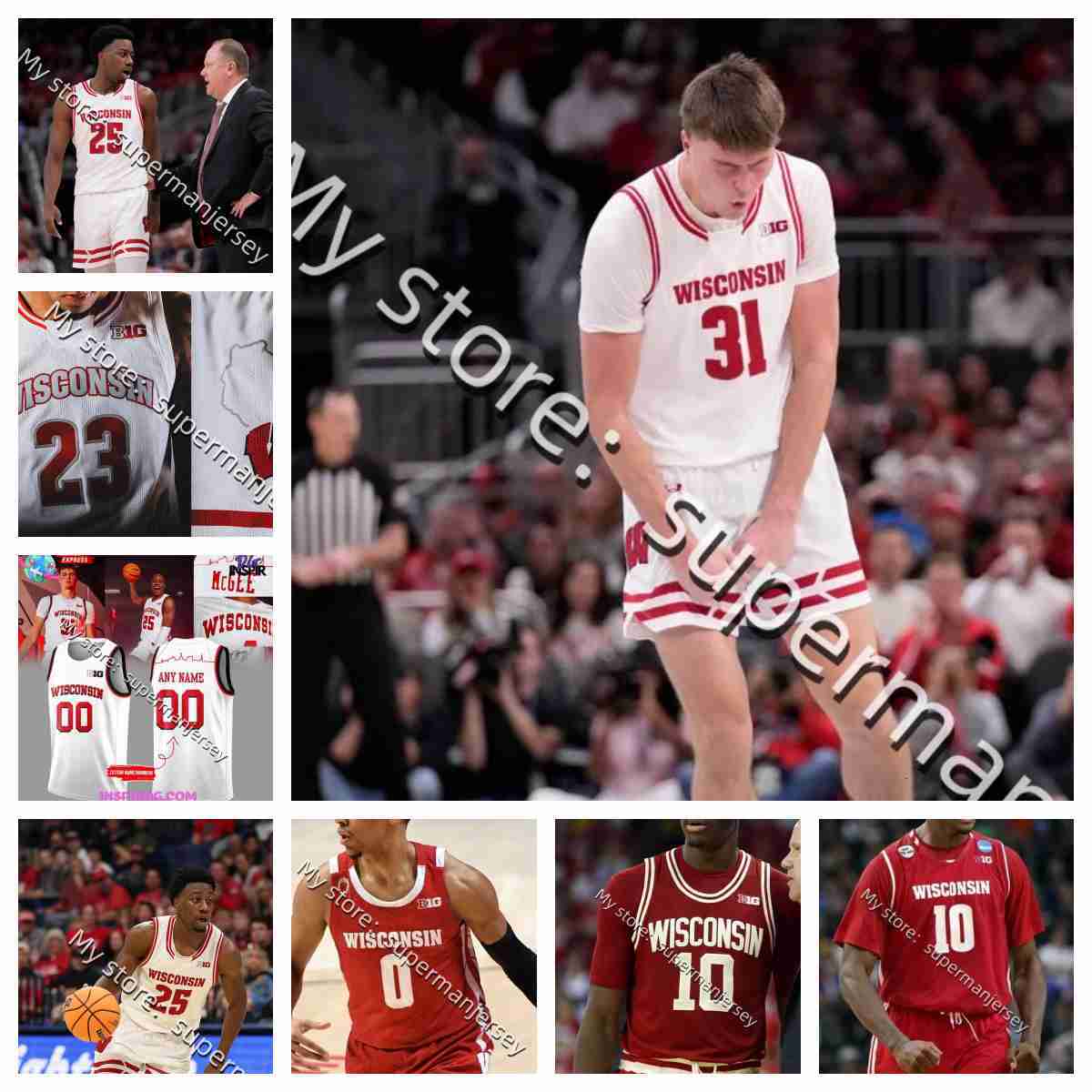 New 2025-26 Wisconsins College basketball Jersey Winter Rohde Robison Rapp Kinziger Jones Janicki Greppi Gray Garlock Gard Carrington Boyd Blackwell Bieliauskas