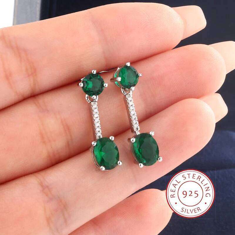 Classic Long Fringe Emerald Earrings Super Shiny Green Crystal Zircon Light Luxury Atmospheric 925 Silver Ladies Accessories