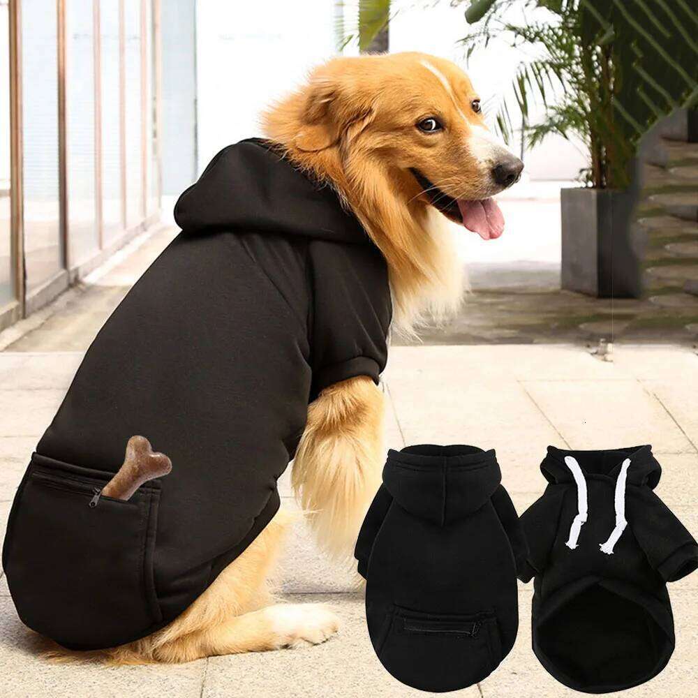 Sport Hoodies for Medium Large Dogs Warm Fleece Sweatshirt with Hooded and Pocket Big Dog Clothes Winter Pet Outfits 26L0104
