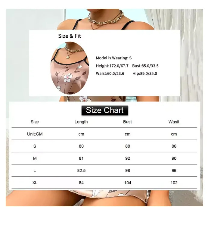 Womens Sleepwear Summer Floral Print Satin Nightgown Casual Sleeveless Backless Slip Night Dress Sexy Nightdress Home Clothes 251231