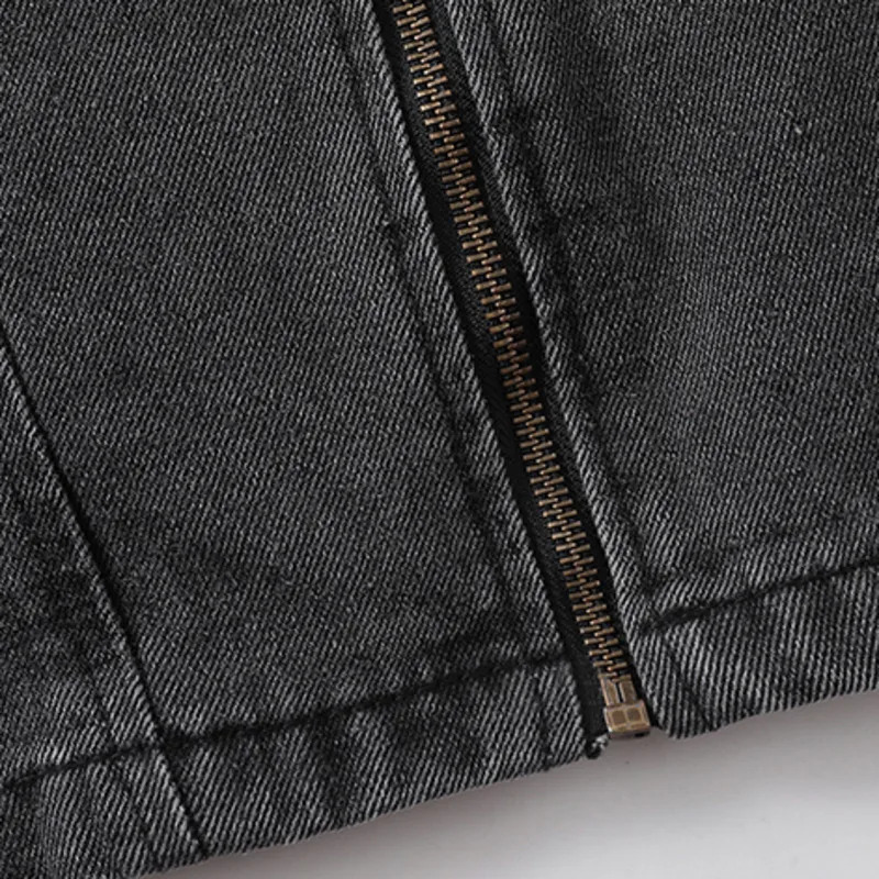 Mens Heavyweight Denim Jacket Fall High Street Edgy Style American Japanese Vintage Zipper Paneled Versatile Classic Cargo Coat 251230