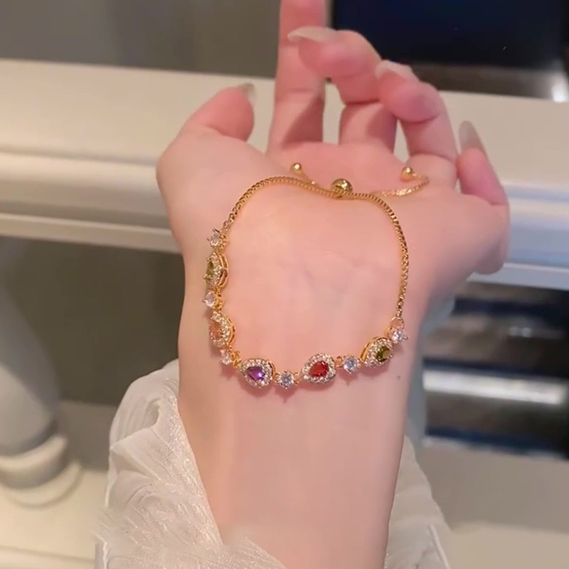 Dopamine Zircon Water Drop Exquisite Niche Elegant Daily Commuting Versatile Bracelet Light Luxury High-end Feel Jewelry