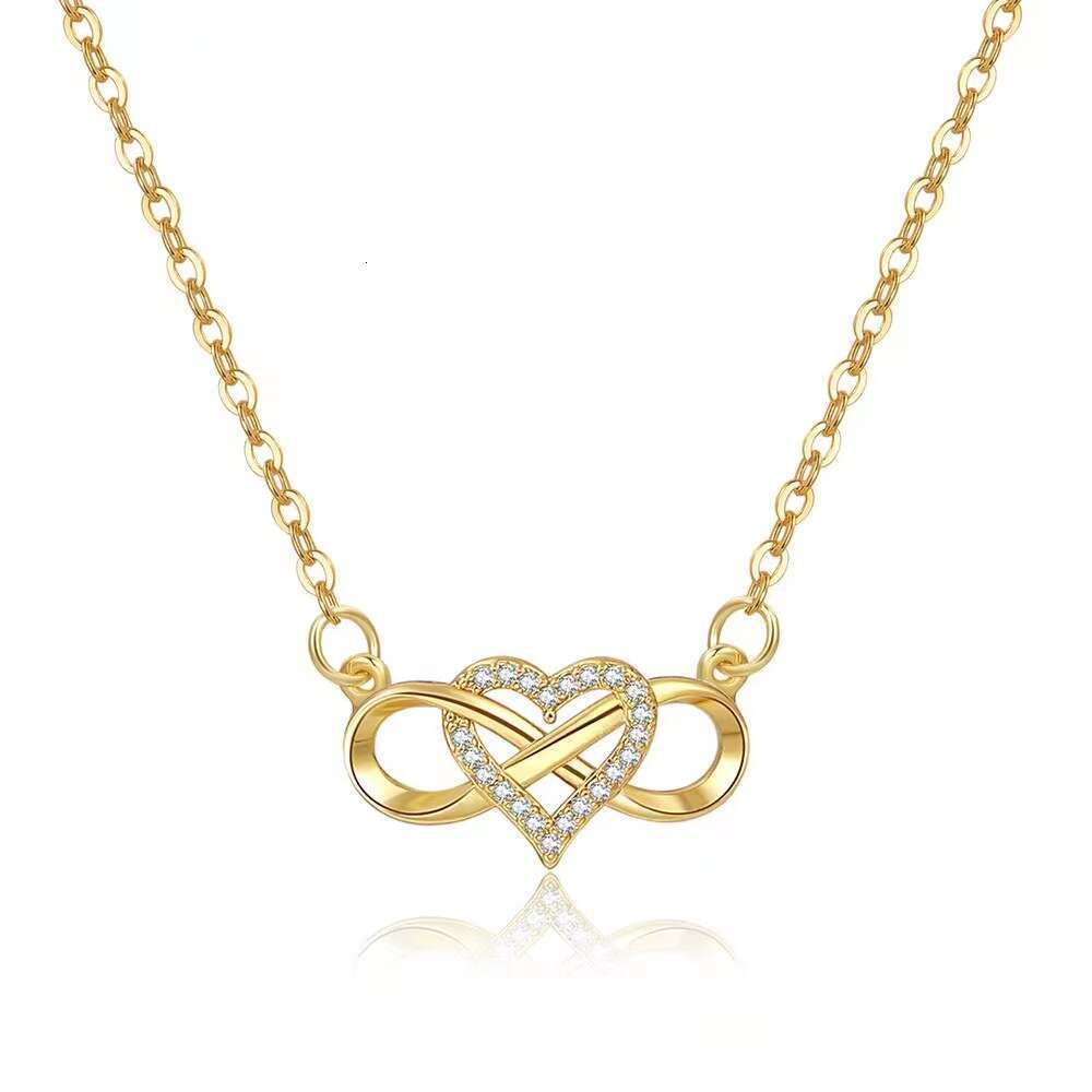 Sterling Silver Zircon Infinity Heart Couple Necklace Personalized Versatile Simple Jewelry for Women Hot New Arrival