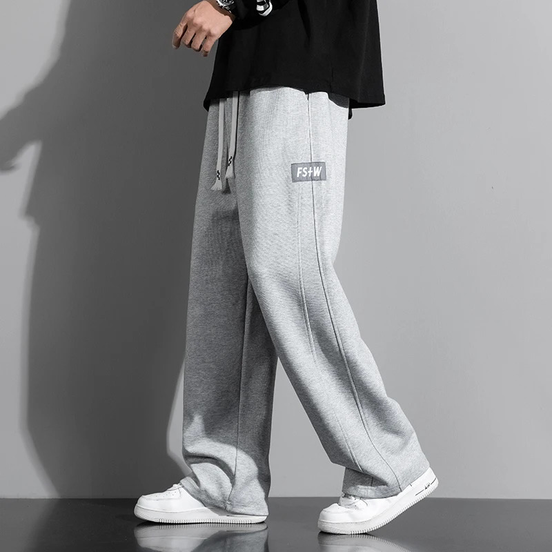 Autumn 190 Tall Man Long Length Pants 115cm Big Large size Straight Barrel Elastic Waist Casual Sweatpants Clothing 251213