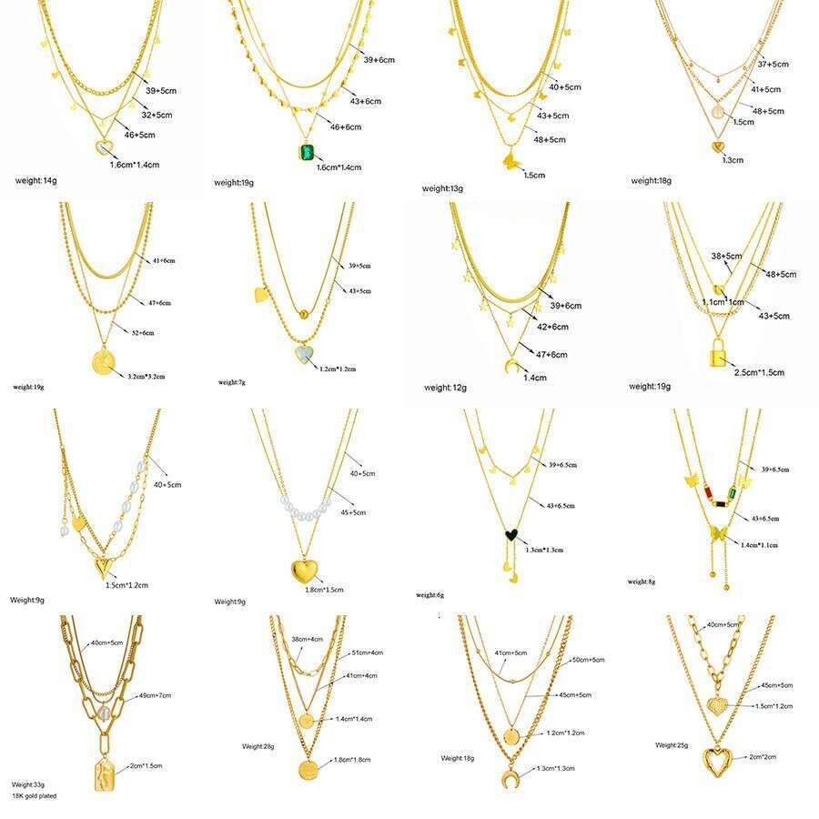 European and American Cross-Border Fashion Retro Gold-Plated Double-Layer Stacked Multi-Element Butterfly Pearl Portrait Round Pendant Necklace