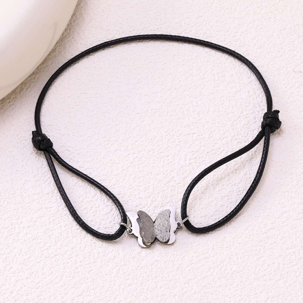 Cross-Border Fashion Versatile Hand-Woven Stainless Steel Letter Simple Adjustable Couple Bracelet Jewelry