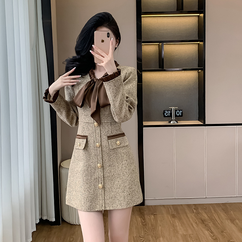 High-end Design High-end Socialite Tea Break Style Figure-hugging Dress A Feminine French-style Elegant Women's Dress In 2026 Autumn Style
