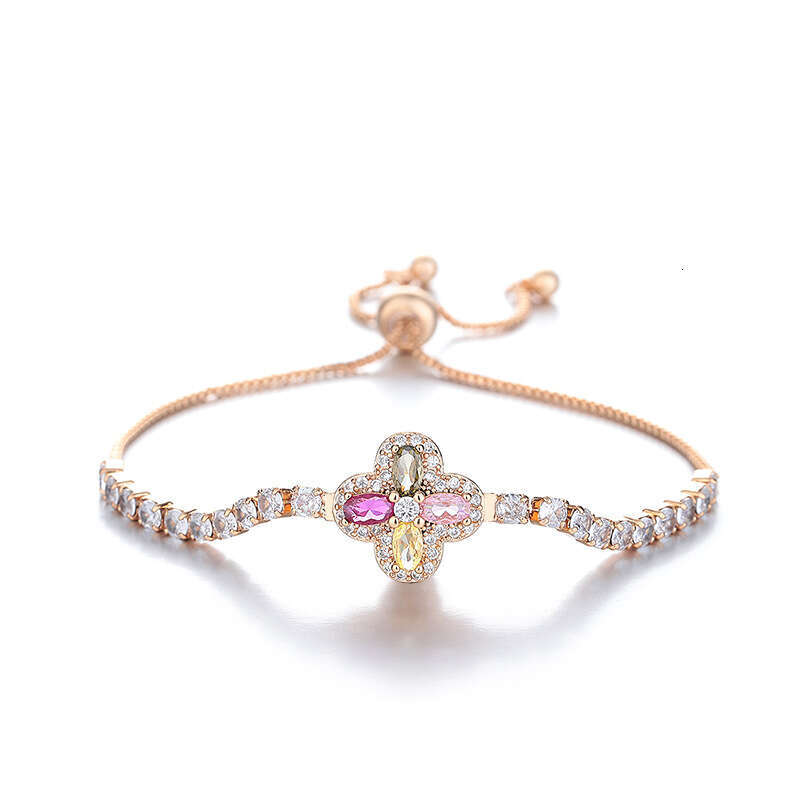 Colorful Flower Bracelet Four-Leaf Clover Design Designer Bracelet