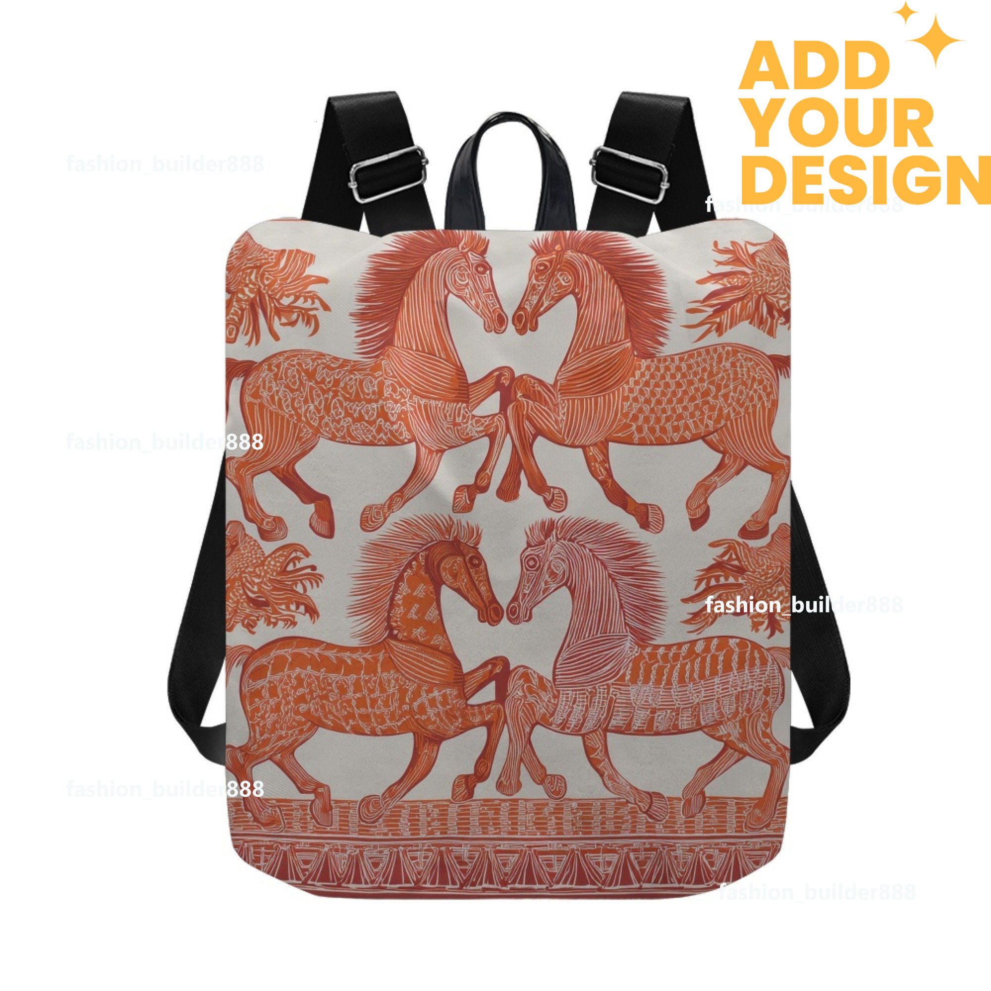 Custom H Designer Fashion Anti Theft Backpack Luxury Horse Pattern Unisex Full Print Backpack Laptop Bag Travel Bag H53