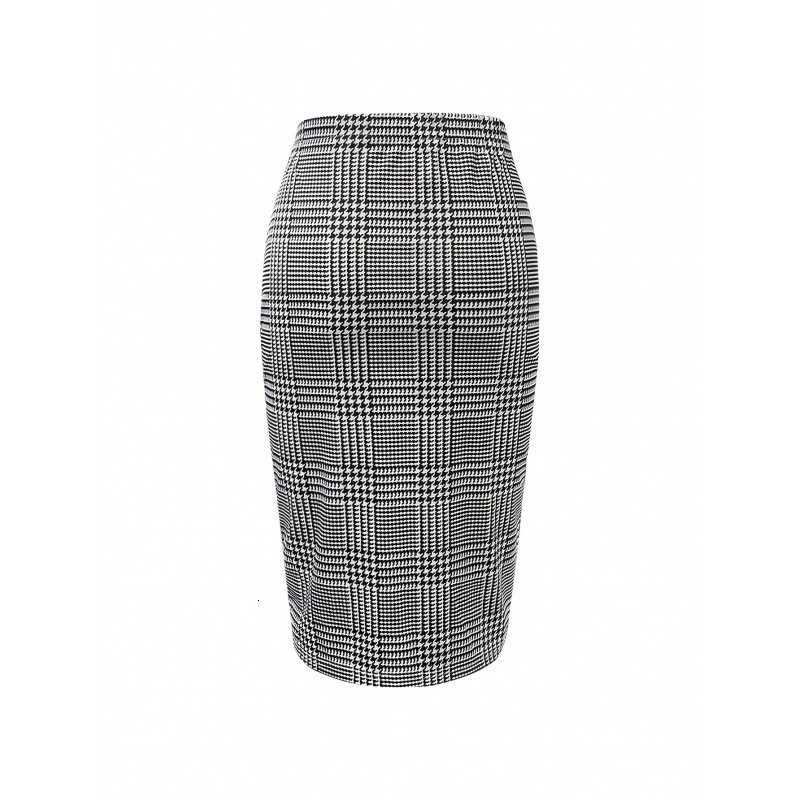 2026 New Style Urban Sexy Women's Dress - European Style High-waisted Black And White Check Polyester Fiber Short Skirt - Elegant And Graceful Ha