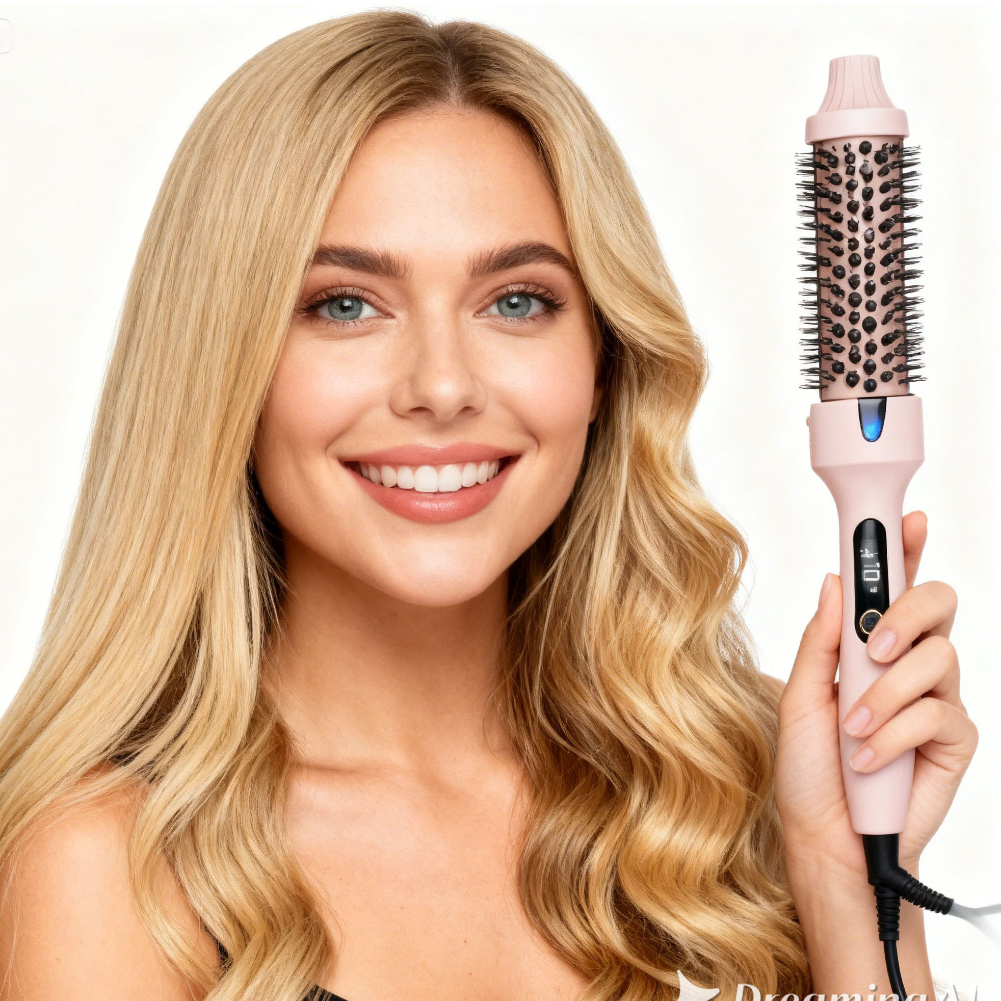 Professional 2-in-1 Hot Air Styling Brush, Volumizer and Straightener for Long Short Hair, Ionic Ceramic