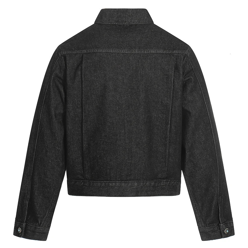 Men Vintage Denim Jacket Plane Buckle Turquoise Button Coat Casual American Retro Streetwear Black Top Outerwear 251230