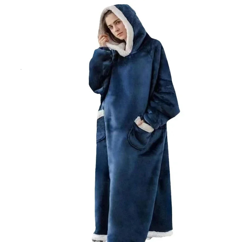 Lazy Person Pajamas Pullover Thickened Hooded Warm Moose Blanket Loose Fit Outerwear Bathrobe Winter Season Men Women Underw 251231