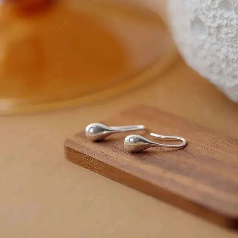 Real 925 Sterling Silver Mini Water Drop Stud Earrings for Women Minimalism Classic Fine Jewelry Personality Accessories