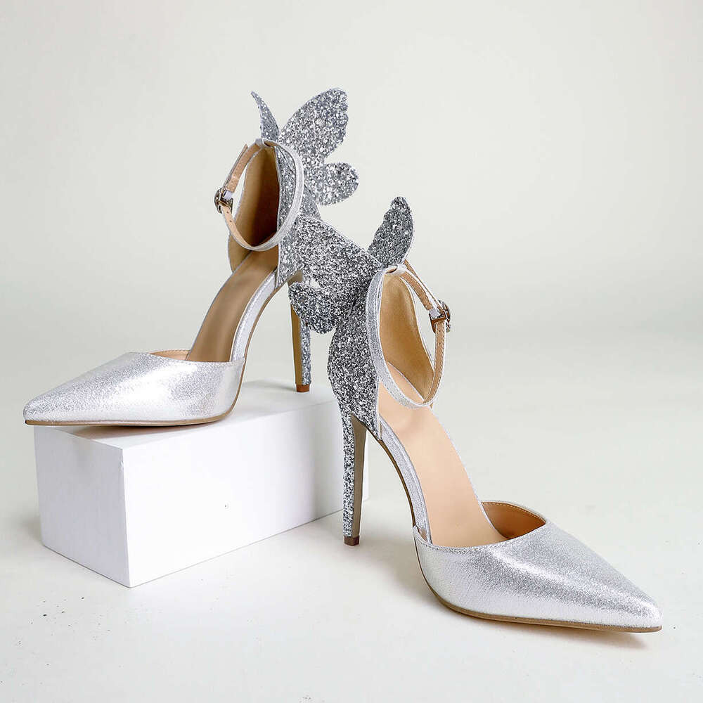 Sparkling D Butterfly Women S Pointed Toe High Heel Party Wedding Shoes MOJIDASHU