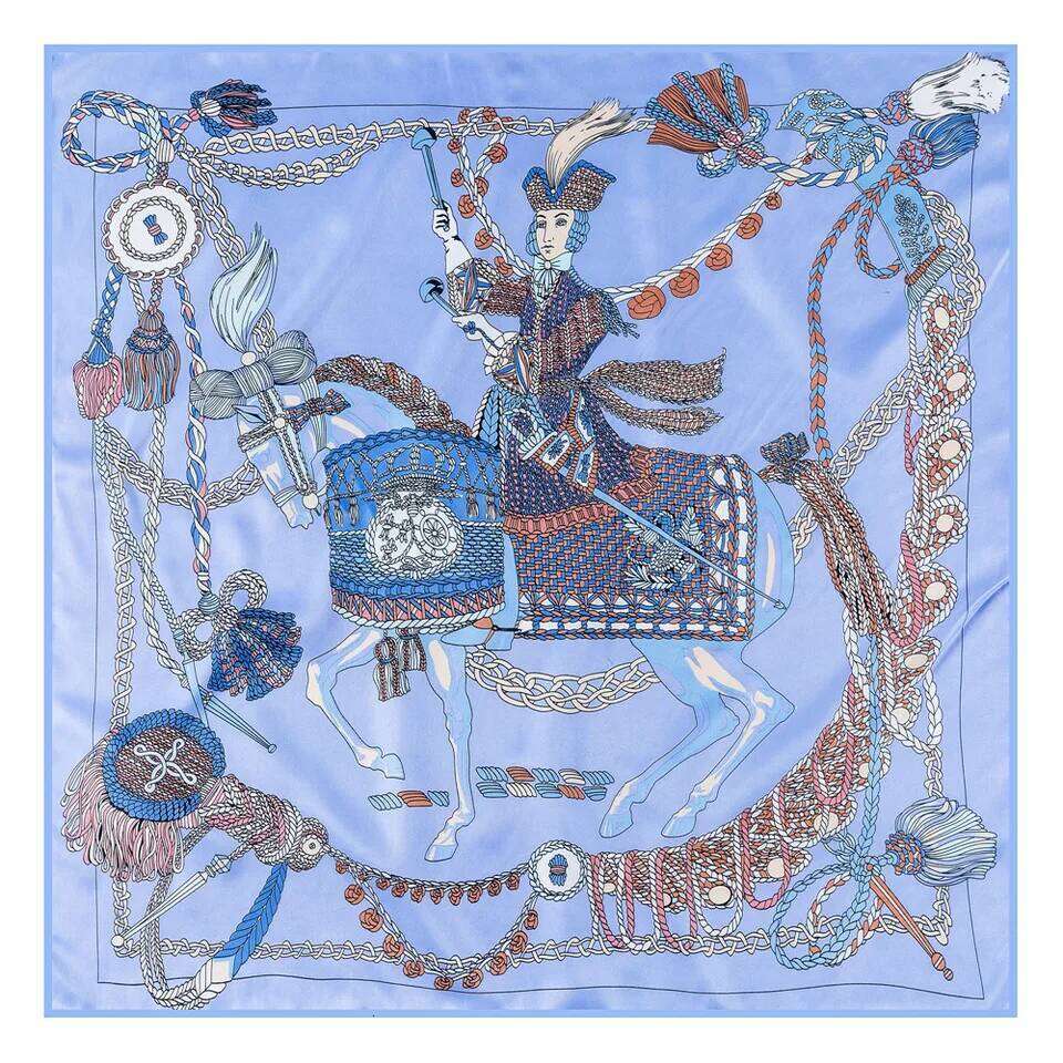 Manual Hand Rolled Twill Silk Scarf Women Timpani Print Square Scarves Echarpes Curled Foulards Femme Wrap Bandana Hijab Liuyuemoshang - view 6