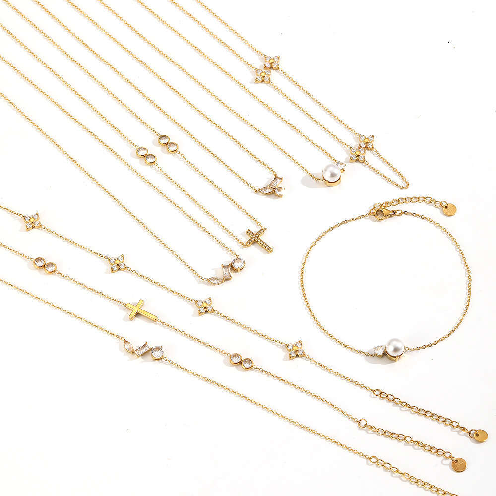Silver Cross Necklace Pendant Necklace Gold Necklace Earrings and Bracelet Set