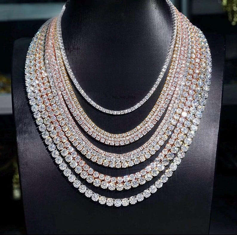 Rinntin MON's 2mm 3mm 4mm Hip Hop Silicon Stone Tennis Chain Sier Necklace - view 5