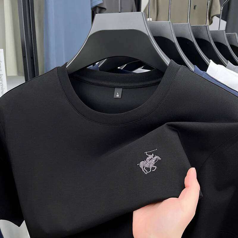 Designer brand short sleeve T-shirt high-end pony embroidery summer new top comfort breathable fashion round neck men's clothing