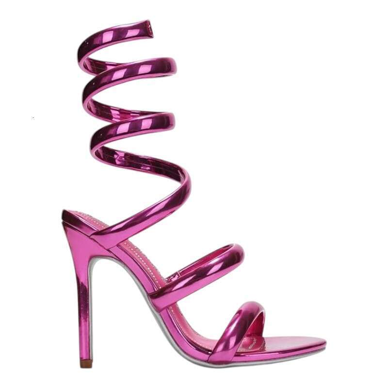 Women S Open Toe Spiral Wrap Up Strappy High Heels Sandals MOJIDASHU