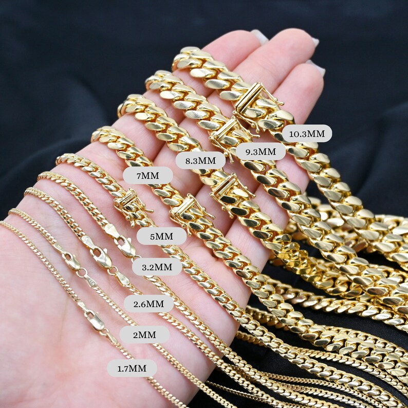 cuban chainSOLID 14K Real Gold Miami Cuban Link Chain 14K Gold Chain Gold Men Ladies Heavy Chain Necklace