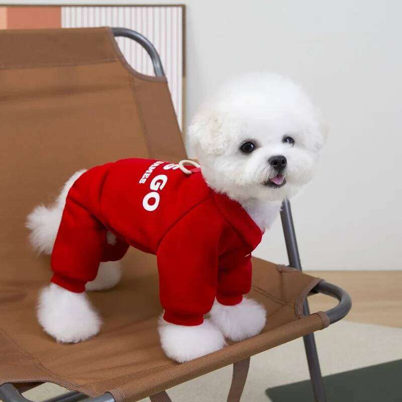 Winter Warm New Year Coat for Small Medium Thicken Dog Hoodies Puppy ClothesDogJumpsuit Pet Fourlegged Hoodie Fleece 26L0104