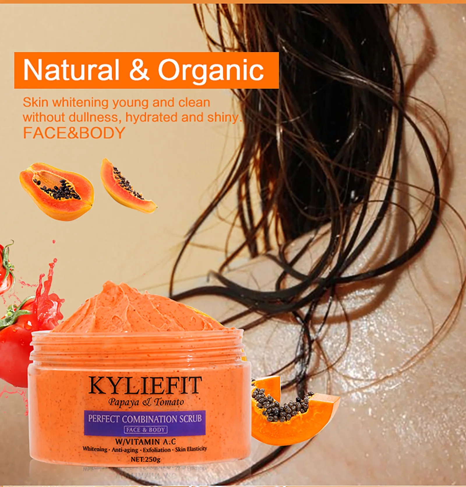 Papaya And Tomato Combination Scrub Reduce Spots Exfoliating Moisturizing Smooth Skin For Face And Body 250g 251222