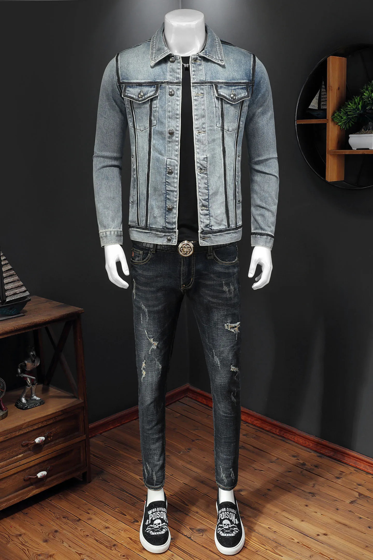 Spring Autumn Mens Vintage Motorcycle Denim Jacket Male American Retro High Quality Slim Fit Bomber Jeans Coat 251230