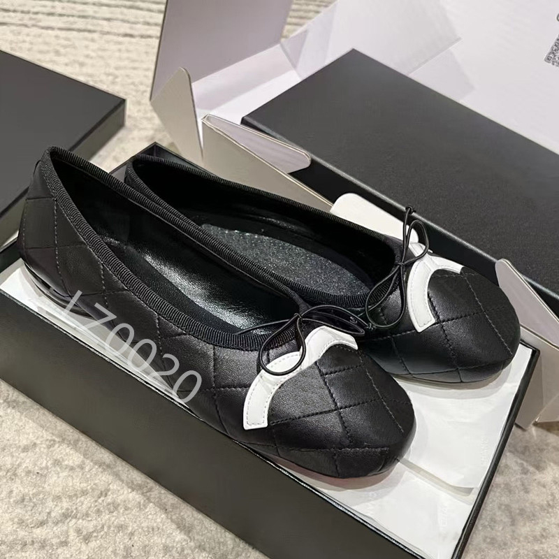 luxury new ballet flats Shoes Luxury Designer designer shoes women Woman Leather Black Quilted Ballet Flats Bow-knot Loafers High Quality Ladies flats 35-41